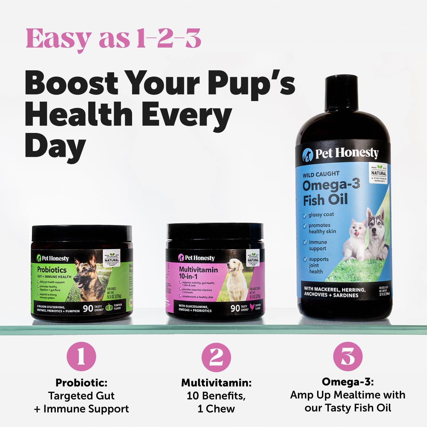 Wild Caught Omega 3 Fish Oil for Cats & Dogs (16oz) - Skin, Coat, Immunity, Joint & Heart Support with EPA + DHA