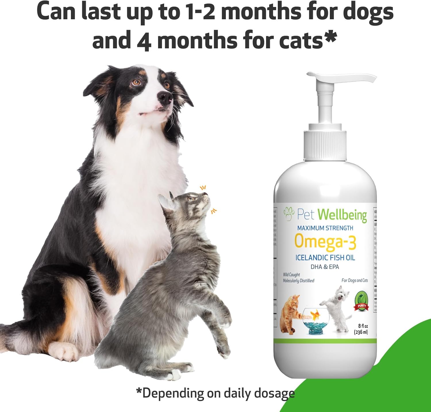 Wild-Caught Omega-3 Fish Oil for Dogs - Healthy Skin, Coat, and Joints - Anchovies and Sardines - EPA, DHA - 8 fl oz
