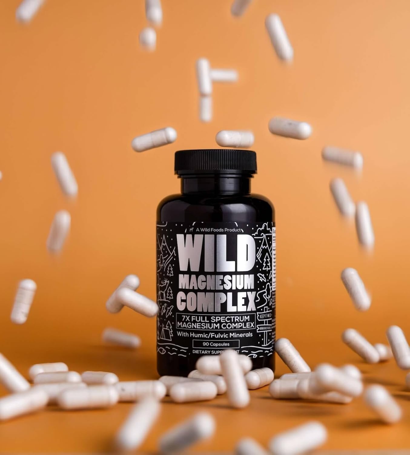 Wild Foods Magnesium Complex Supplement - 7X Forms, 90 Capsules | High Absorption & Easy Digestion | 500mg Magnesium Variants