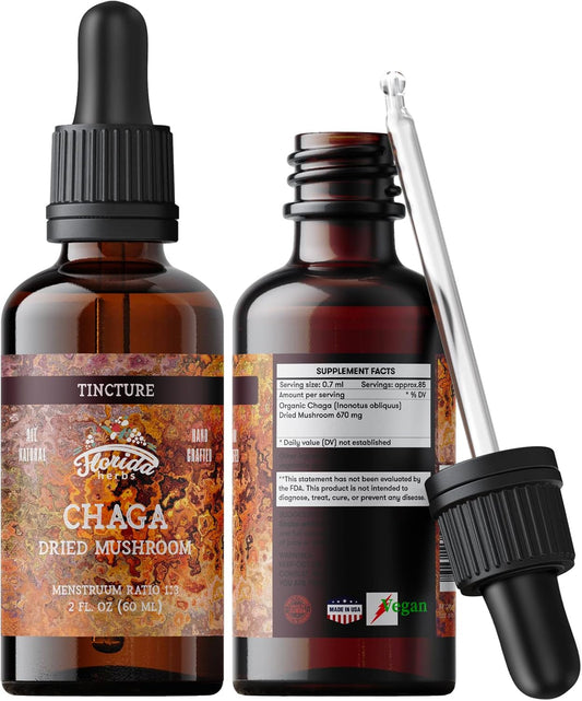 Wild Harvested Chaga Tincture Extract from Florida Herbs (Inonotus obliquus)