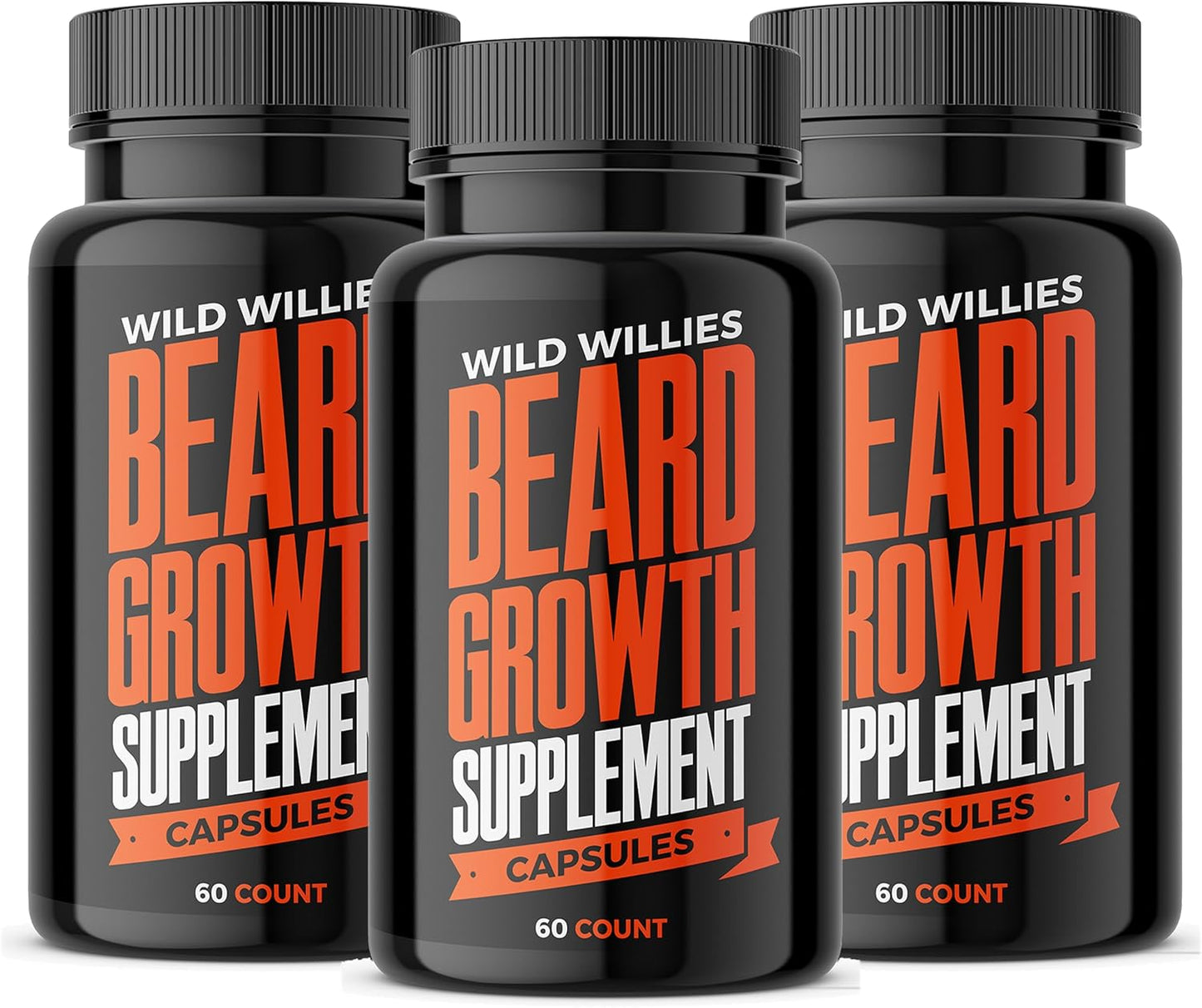 Wild Willies Beard Growth Vitamins with Biositol Complex - 60 Capsules for Fuller Thicker Beard, 19 Hair Nutrients