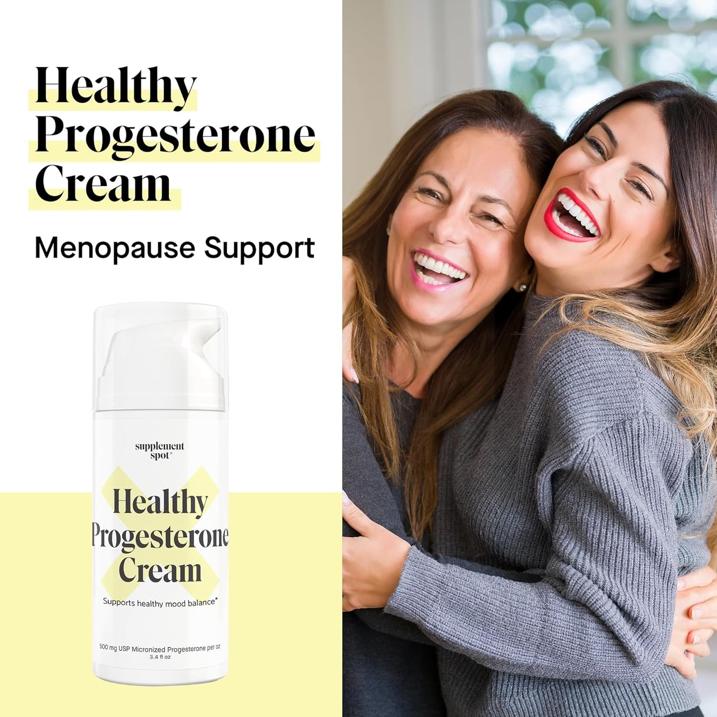 Wild Yam Progesterone Cream for Menopause Relief - Micronized Bioidentical USP Progesterone Cream to Support Mood Balance - 3.4 oz