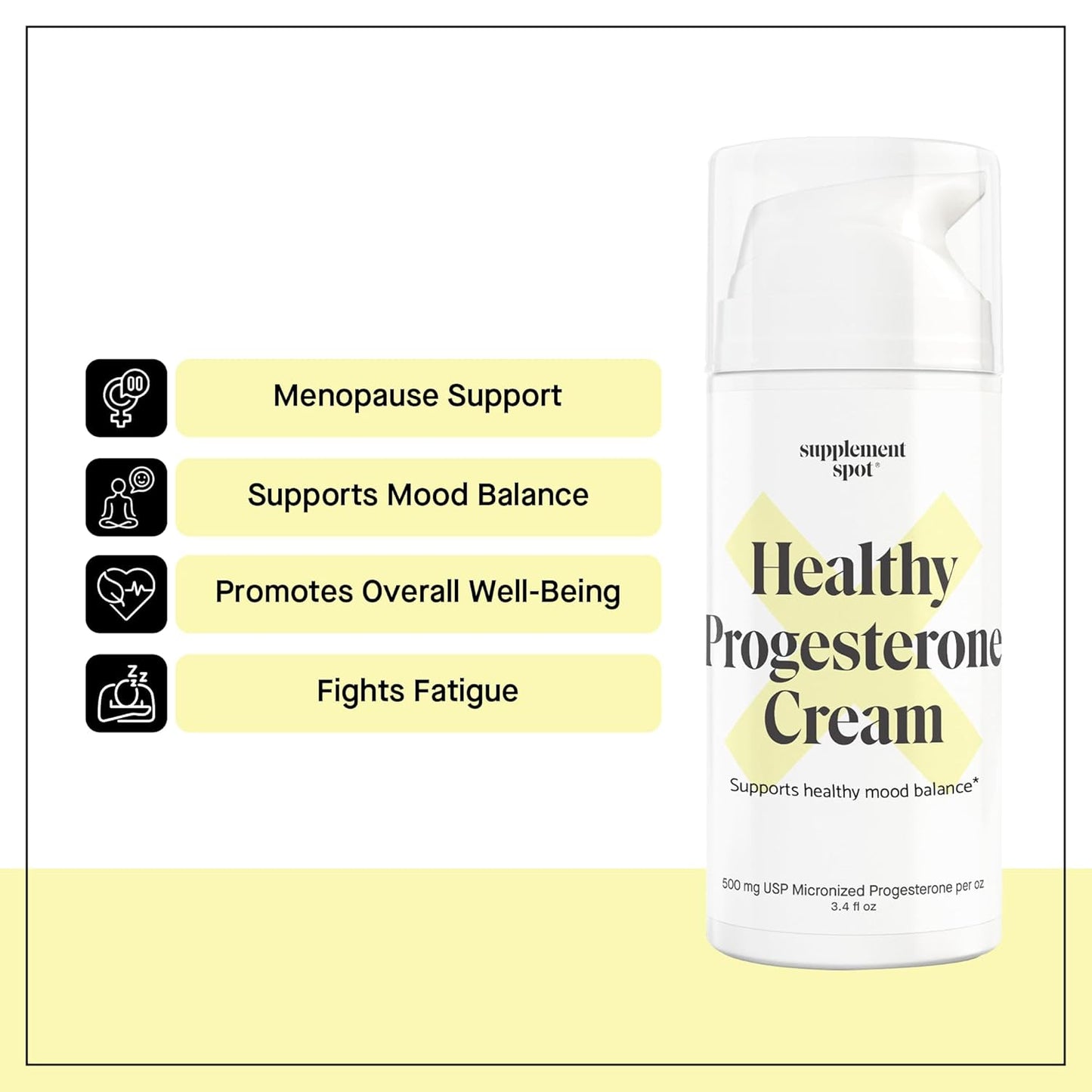 Wild Yam Progesterone Cream for Menopause Relief - Micronized Bioidentical USP Progesterone Cream to Support Mood Balance - 3.4 oz