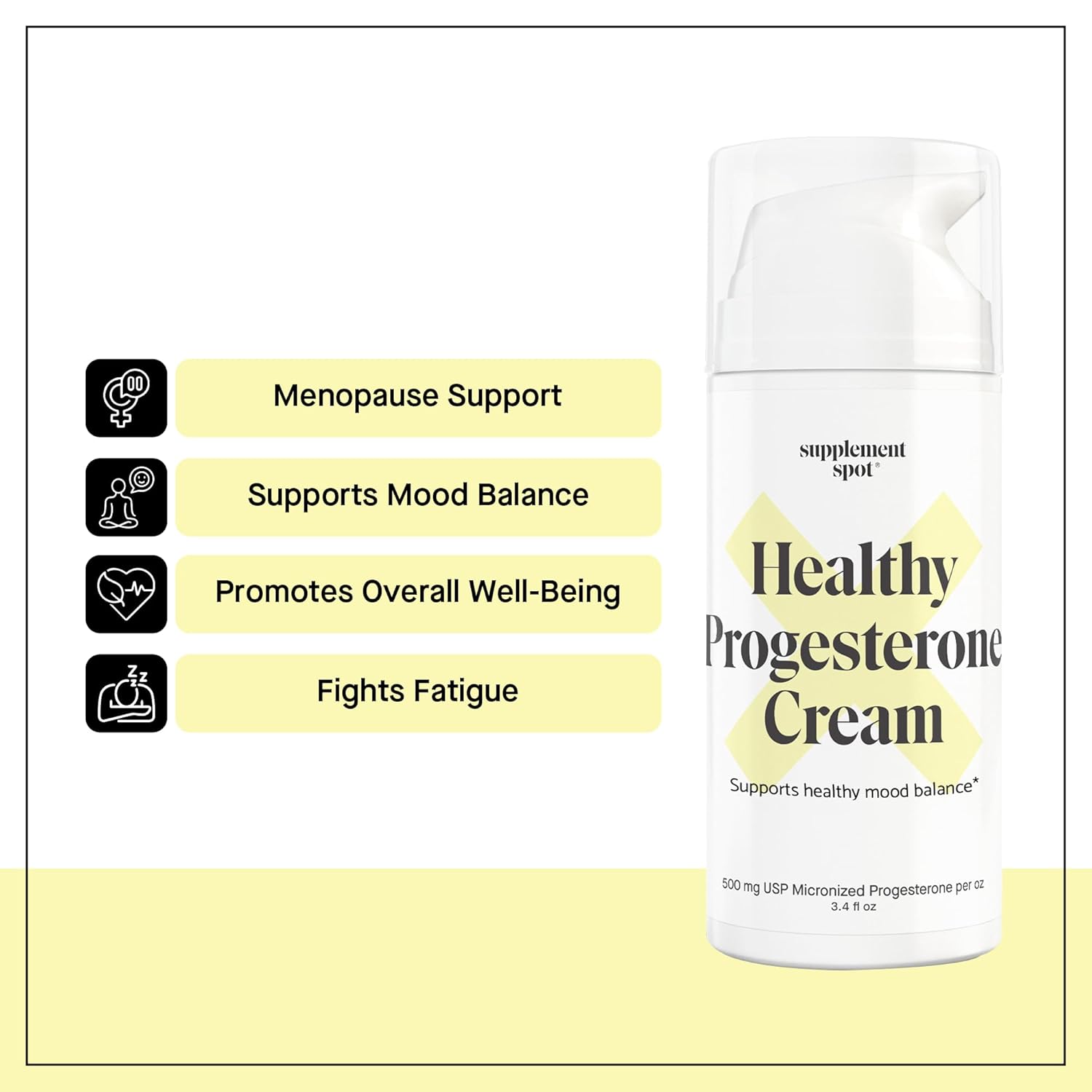 Wild Yam Progesterone Cream for Menopause Relief - Micronized Bioidentical USP Progesterone Cream to Support Mood Balance - 3.4 oz