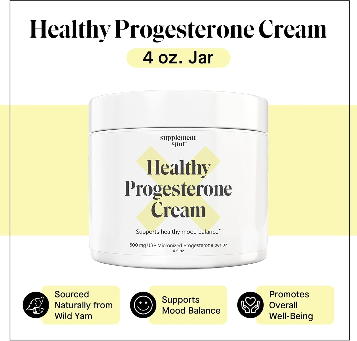 Wild Yam Progesterone Cream for Women – Natural Micronized Bioidentical Relief for Menopause & Perimenopause – Promotes Hormonal Balance (4 oz)