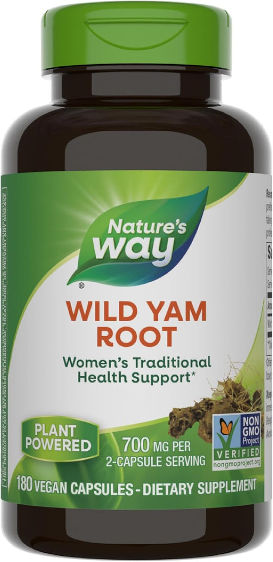 Wild Yam Root Capsules for Women's Traditional Health Support - 700mg per Serving, Non-GMO, 180 Vegan Capsules