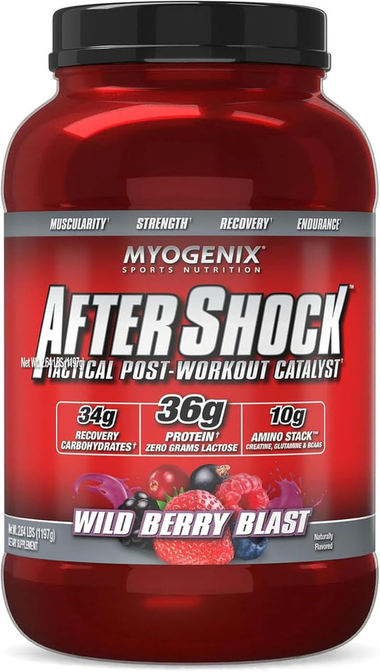 Wildberry Blast MYOGENIX Aftershock Post Workout Whey Protein Powder - 3 LBS for Muscle Growth