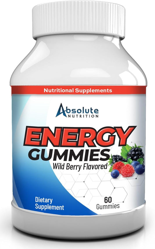 Wildberry Flavored Energy Gummies with Caffeine and B12 - Pre Workout Chews for Energy, Focus, and Metabolism Support