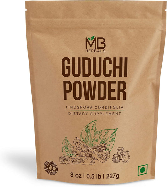 Wildcrafted Guduchi Powder 8 oz | Neem-Giloy Extract from Tinospora cordifolia Stems | 0.5 LB (227g) Pack from MB Herbals
