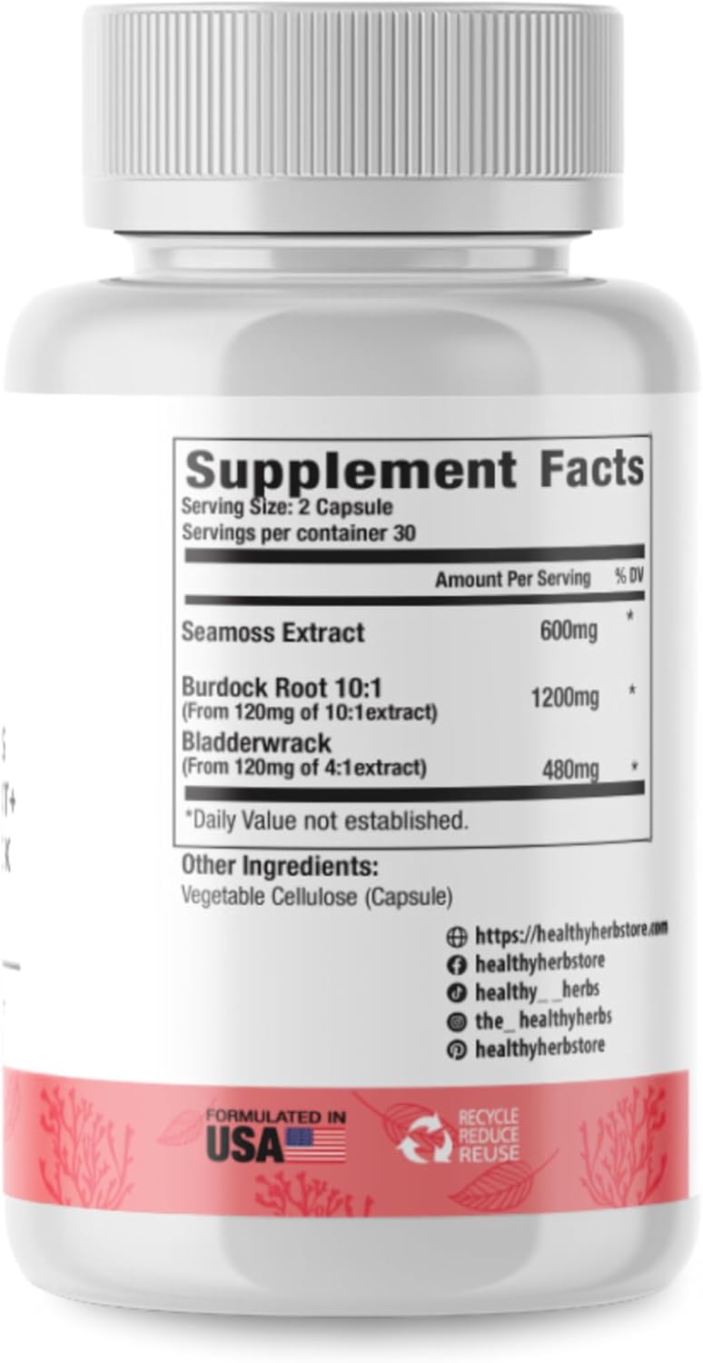 Wildcrafted Sea Moss Capsules | 2280mg Advanced Ocean Greens Complex | Irish Sea Moss Superblend | Vegan & Non-GMO | US-Made (2-Pack)