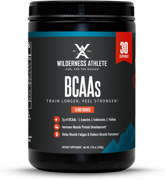 Wilderness Athlete BCAAs Powder - Essential Amino Acids Supplement - Optimal Amino Acid Complex - Men & Women - Blood Orange Flavor