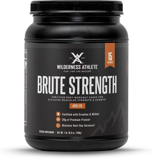 Wilderness Athlete Brute Strength BCAA Creatine Powder - Premium Post Workout Recovery Drink (Apple Pie)