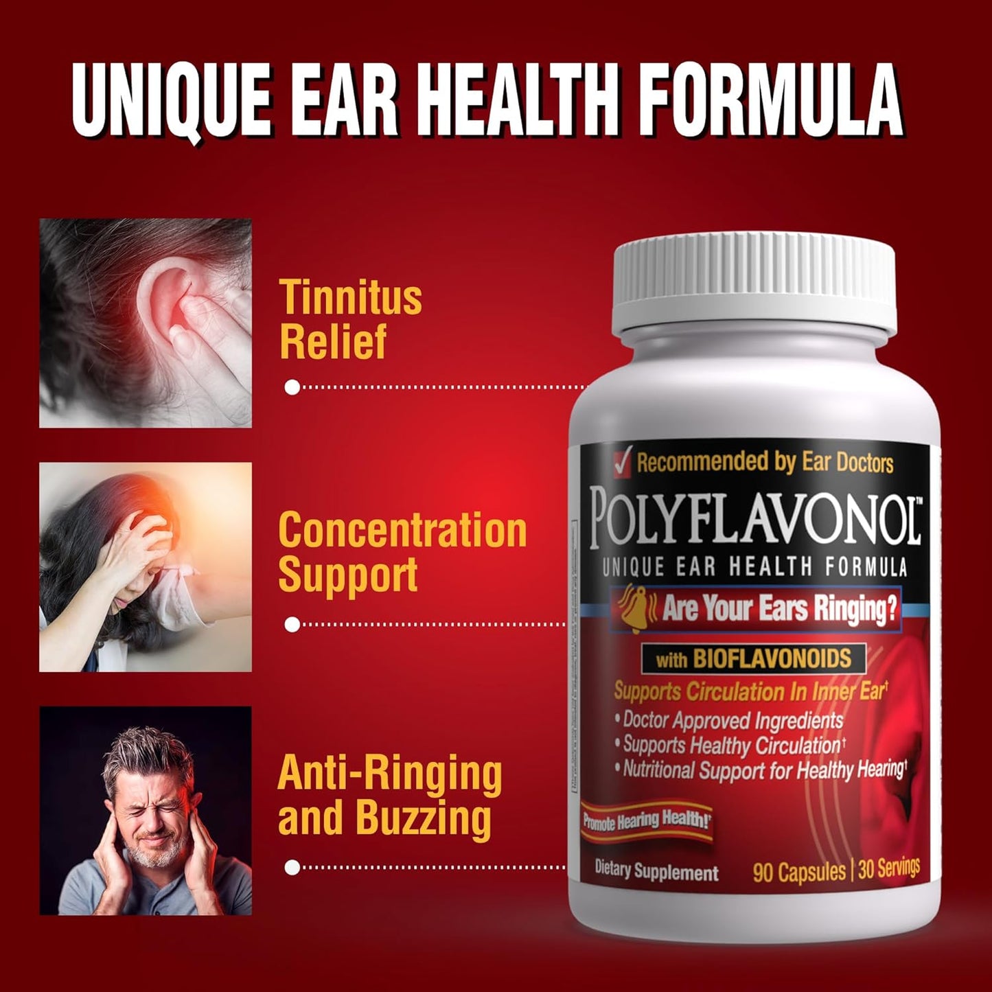 Windmill Polyflavonol Capsules with Bioflavonoids for Inner Ear Health, 90 Capsules, 30 Servings