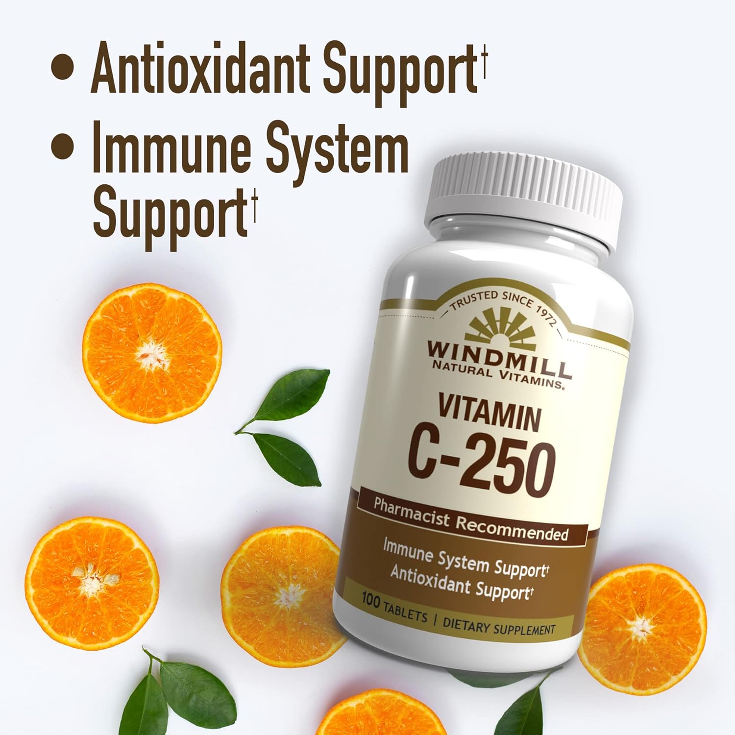 Windmill Vitamin C Tablets 250mg - 100 Count (Pack of 2) - Immune Support Supplement