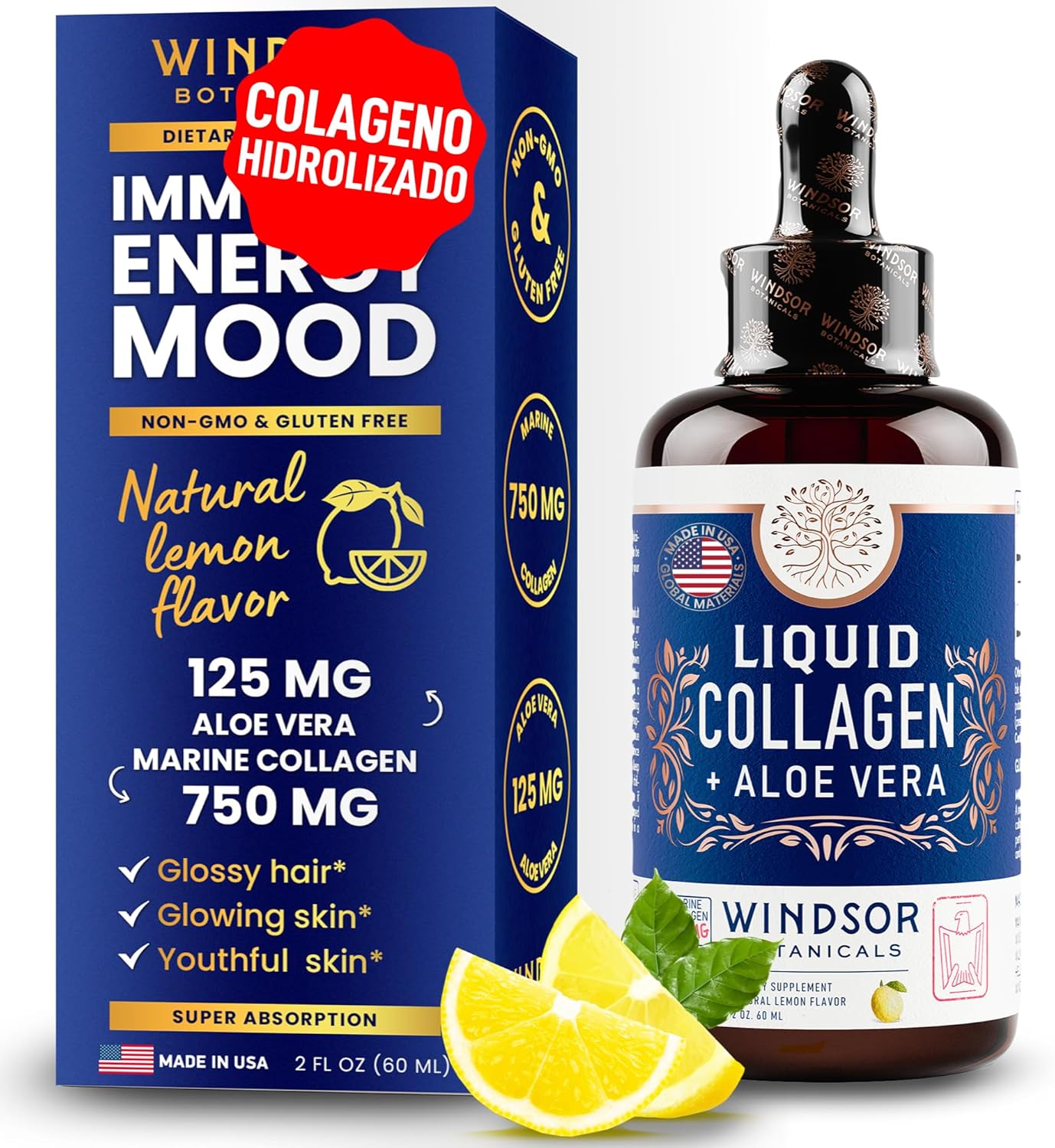 WINDSOR BOTANICALS Appetite Suppressant and Liquid Marine Collagen Diet Beauty Bundle