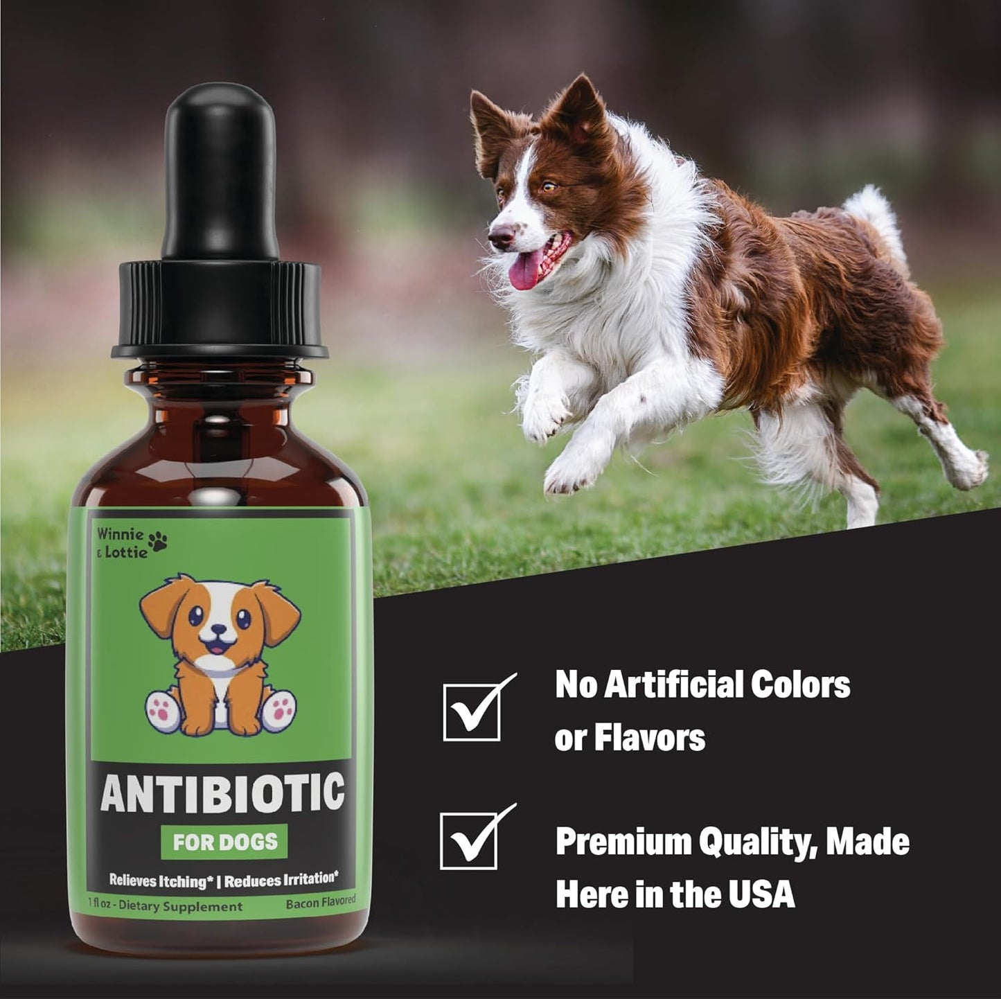 Winnie & Lottie Natural Dog Antibiotics - Supports Itch Relief, Allergy Relief, Immune Health - 1 oz