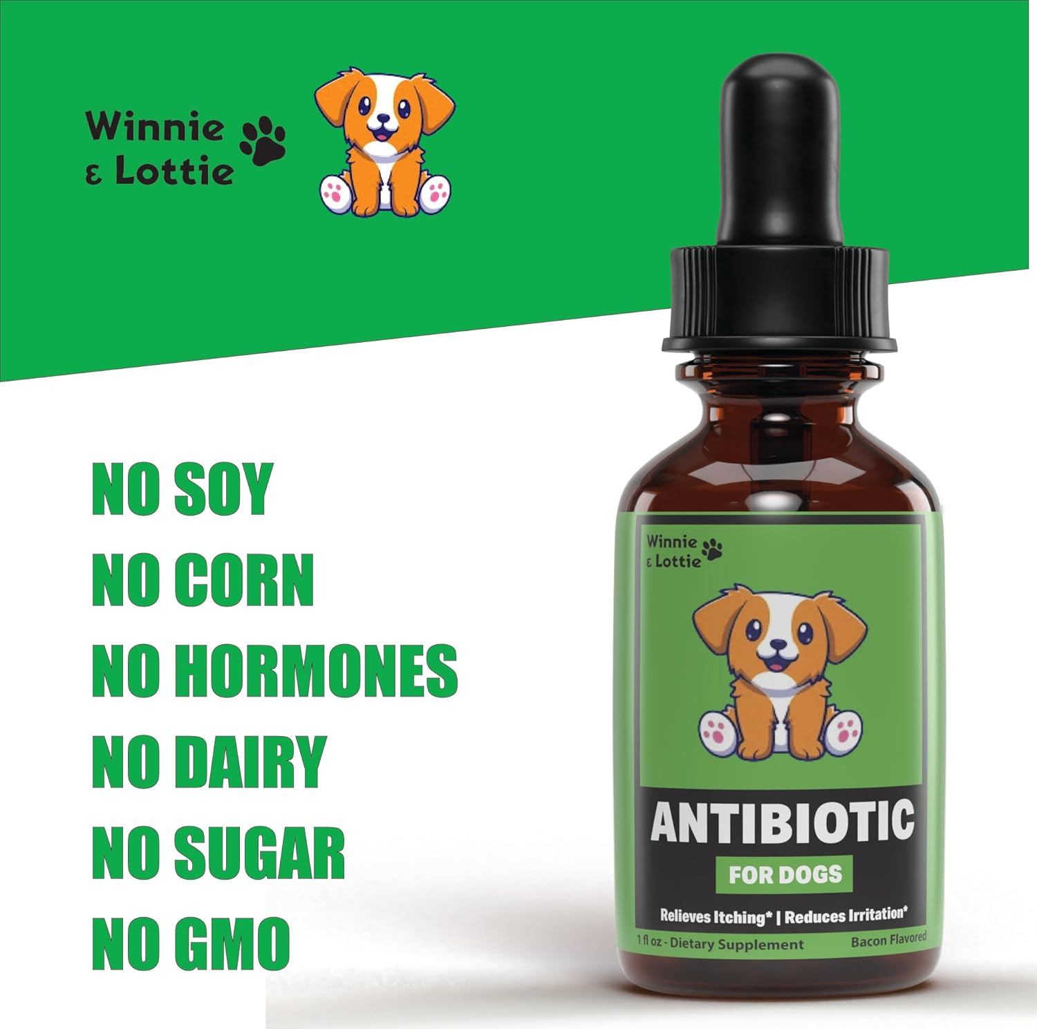 Winnie & Lottie Natural Dog Antibiotics - Supports Itch Relief, Allergy Relief, Immune Health - 1 oz