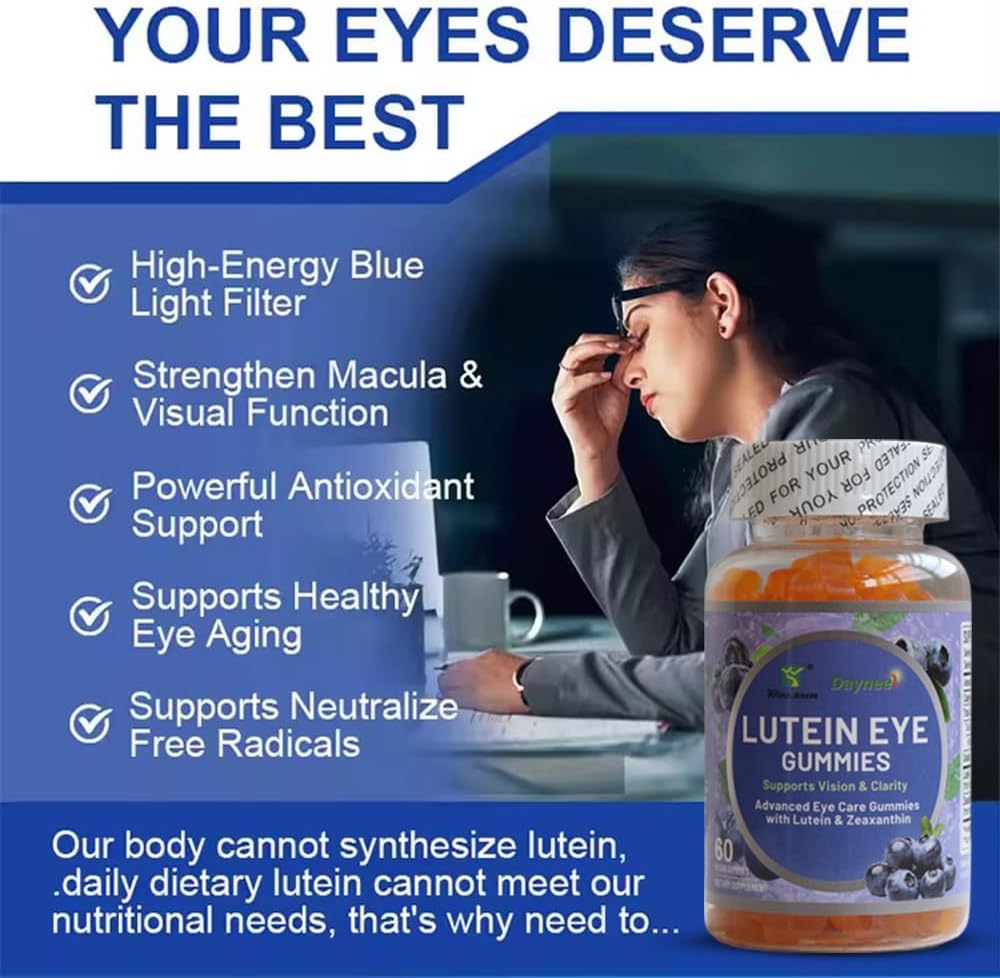 Wins Town Blueberry Lutein Gummies for Adults - Eye Care Supplement with Lutein & Zeaxanthin, 60 Count