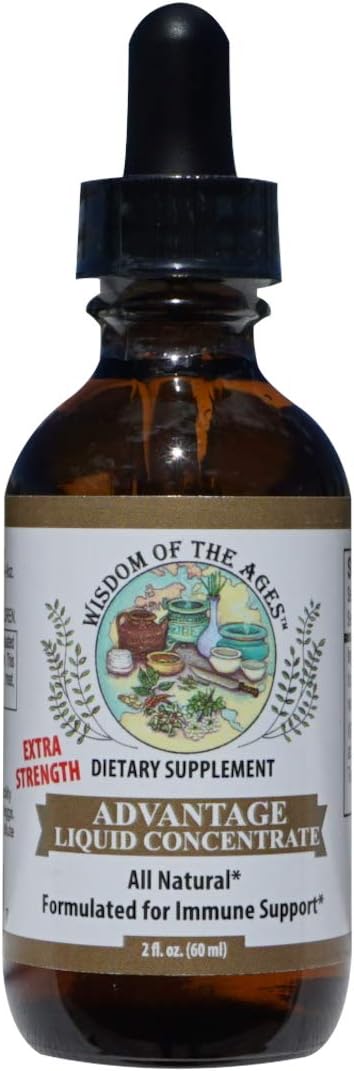 Wisdom of the Ages Advantage Liquid Concentrate Natural Immune Support with Grapefruit Seed Extract, Green Tea, and Jasmine Tea - 2 fl oz