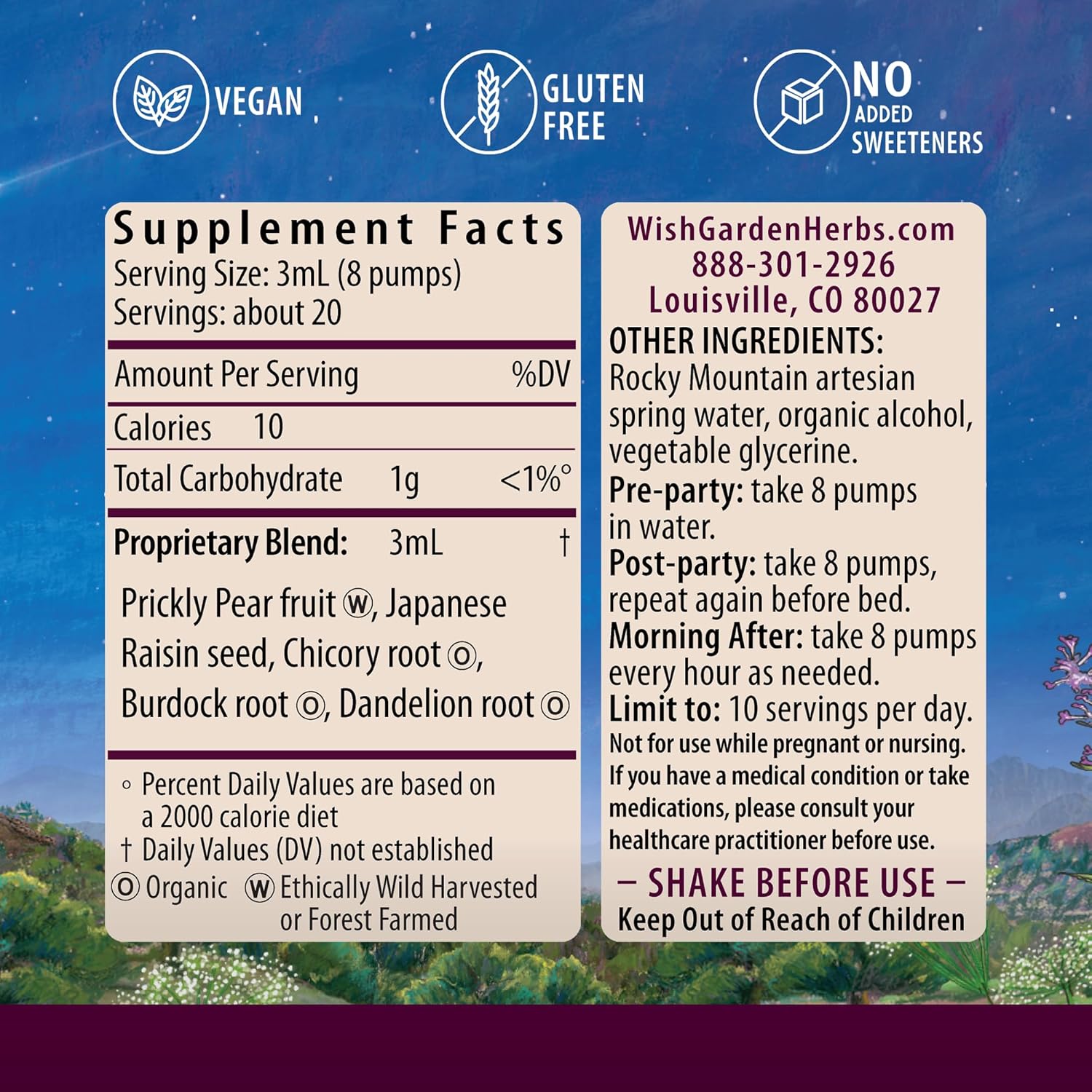 WishGarden Herbs Party Prep Better Morning After Supplement - Herbal Blend for Alcohol Metabolism & Liver Support