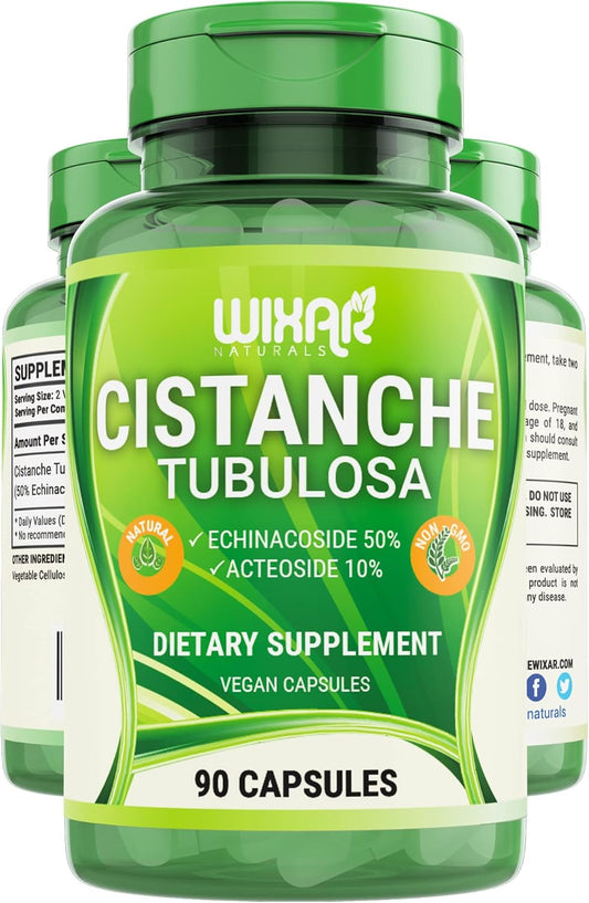 WIXAR NATURALS Cistanche Tubulosa Capsules - Energy & Memory Support Supplement with Echinacoside & Acteoside - 90 CT