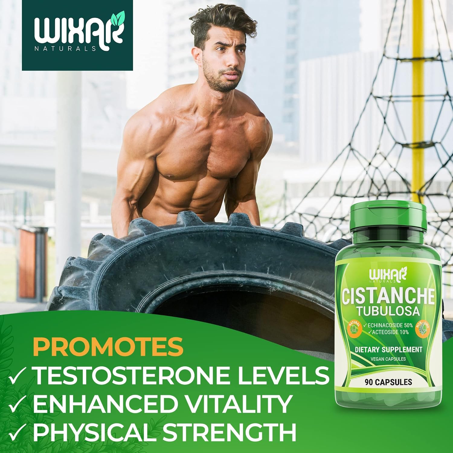 WIXAR NATURALS Cistanche Tubulosa Capsules - Energy & Memory Support Supplement with Echinacoside & Acteoside - 90 CT