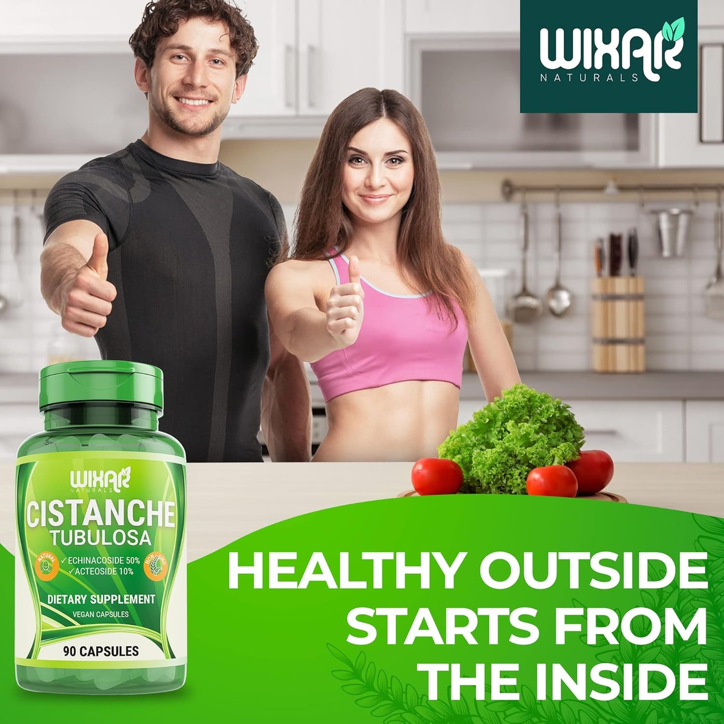 WIXAR NATURALS Cistanche Tubulosa Capsules - Energy & Memory Support Supplement with Echinacoside & Acteoside - 90 CT