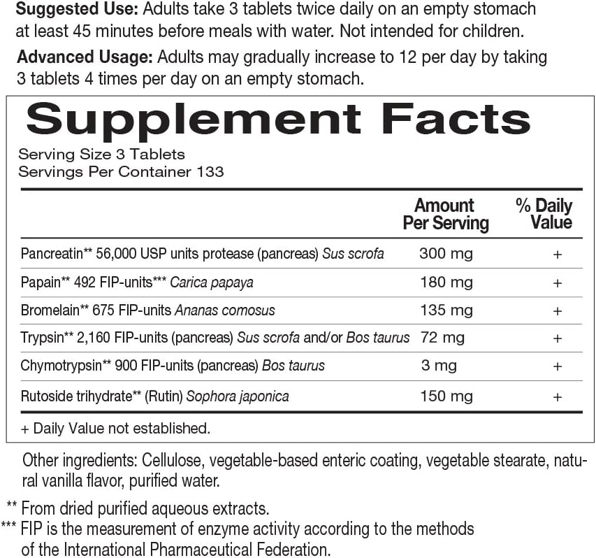 Wobenzym N Systemic Enzymes Joint Supplement for Men and Women - 400 Tablets, Clinically Proven Formula for Healthy Joints and Mobility, Post-Exercise Recovery, Gluten Free