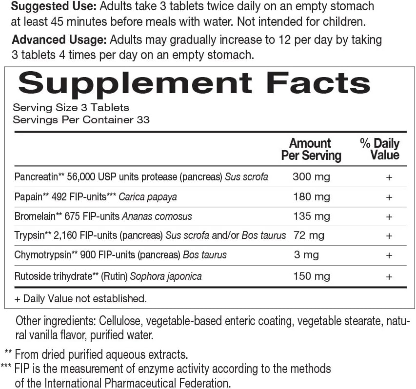 Wobenzym N Systemic Enzymes Joint Supplement for Men and Women - Clinically Studied Formula for Healthy Joints, Mobility, and Flexibility - Gluten Free - 100 Tablets
