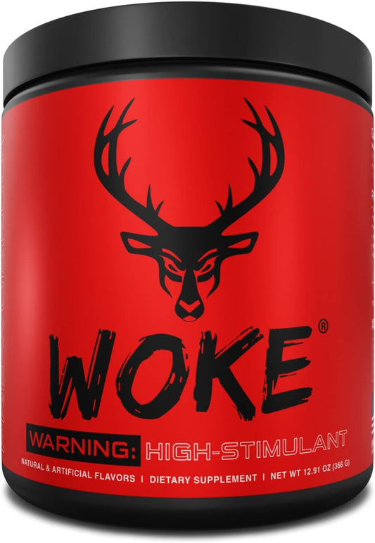 Woke HIGH STIM Pre Workout Supplement - Best Tasting Blood Raz Flavor - Boost Focus, Pump, Strength, Growth - 30 Servings