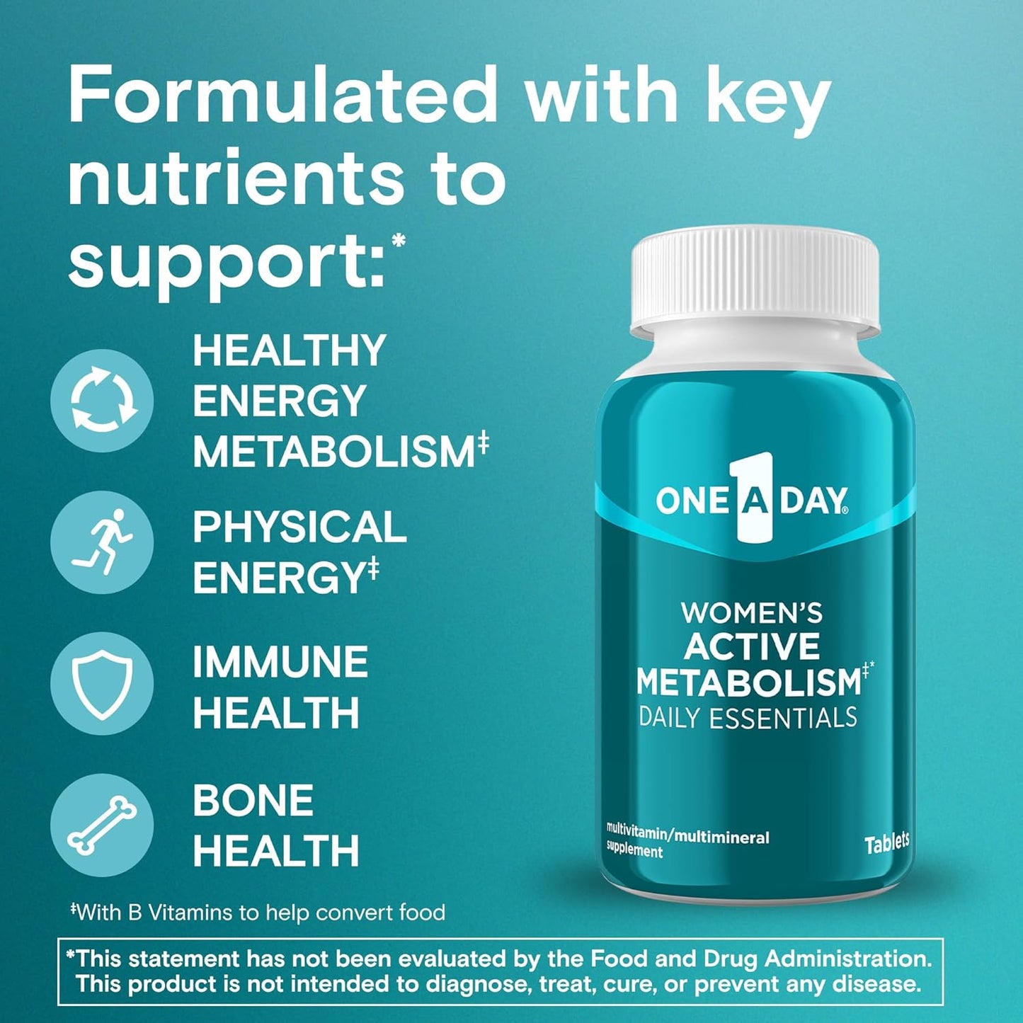 Women's Active Metabolism Multivitamin with B-Vitamins, Vitamin D, Magnesium - 120 Count