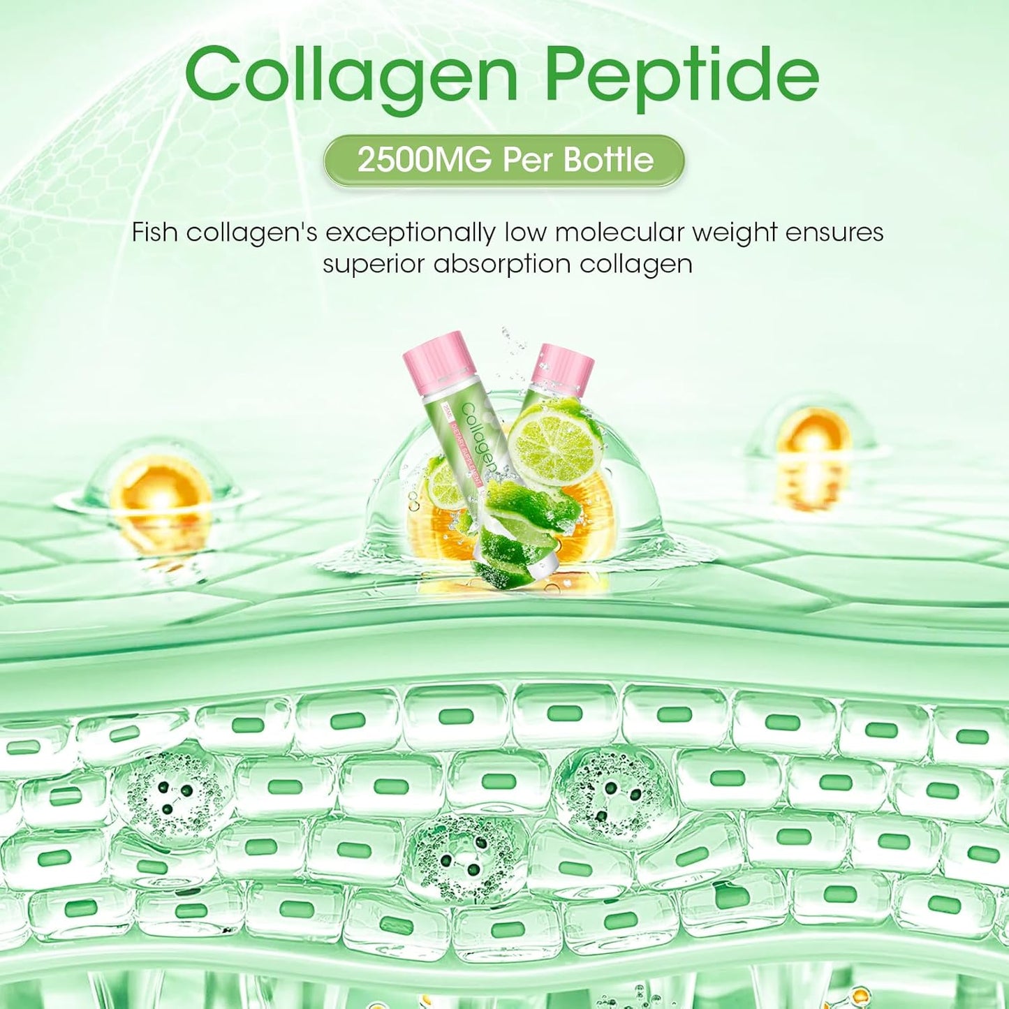 Women's Alliwise Liquid Collagen Drink with Marine Peptides, Glutathione, Vitamin C & Biotin - Anti-Aging Beauty Supplement for Skin Revitalization - 2500mg (Pack of 30, Lemon Flavor)