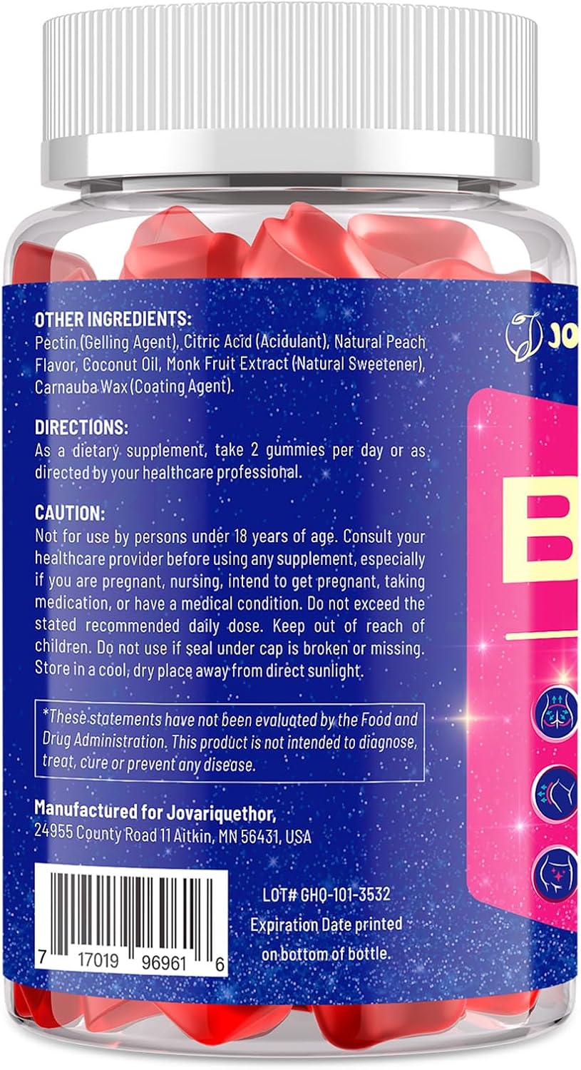Women's BBL Booty Gummies with Multivitamins and Herbal Extracts - Peach Flavor - 60 Gummies