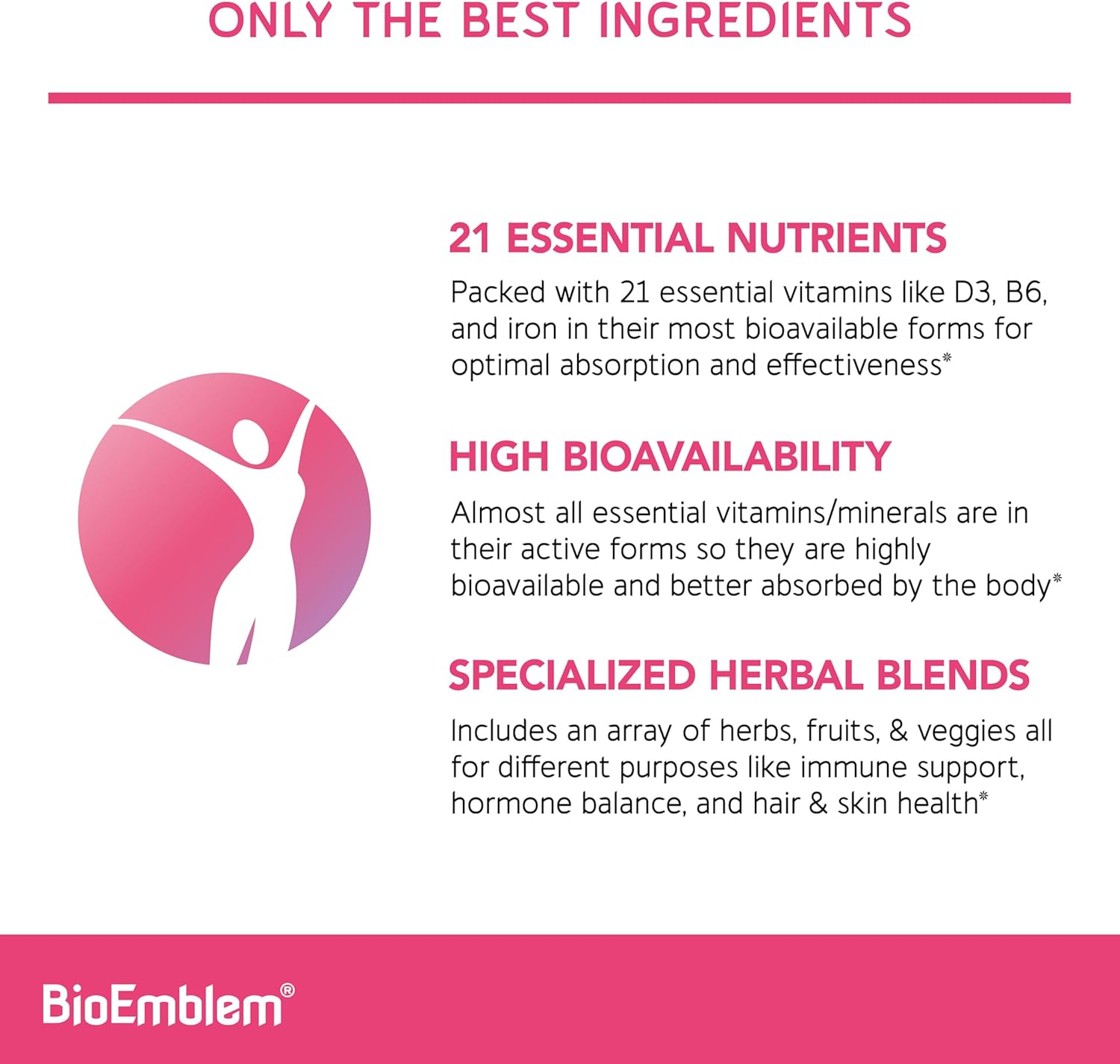 Women's Beauty Probiotics and Multivitamin by BioEmblem