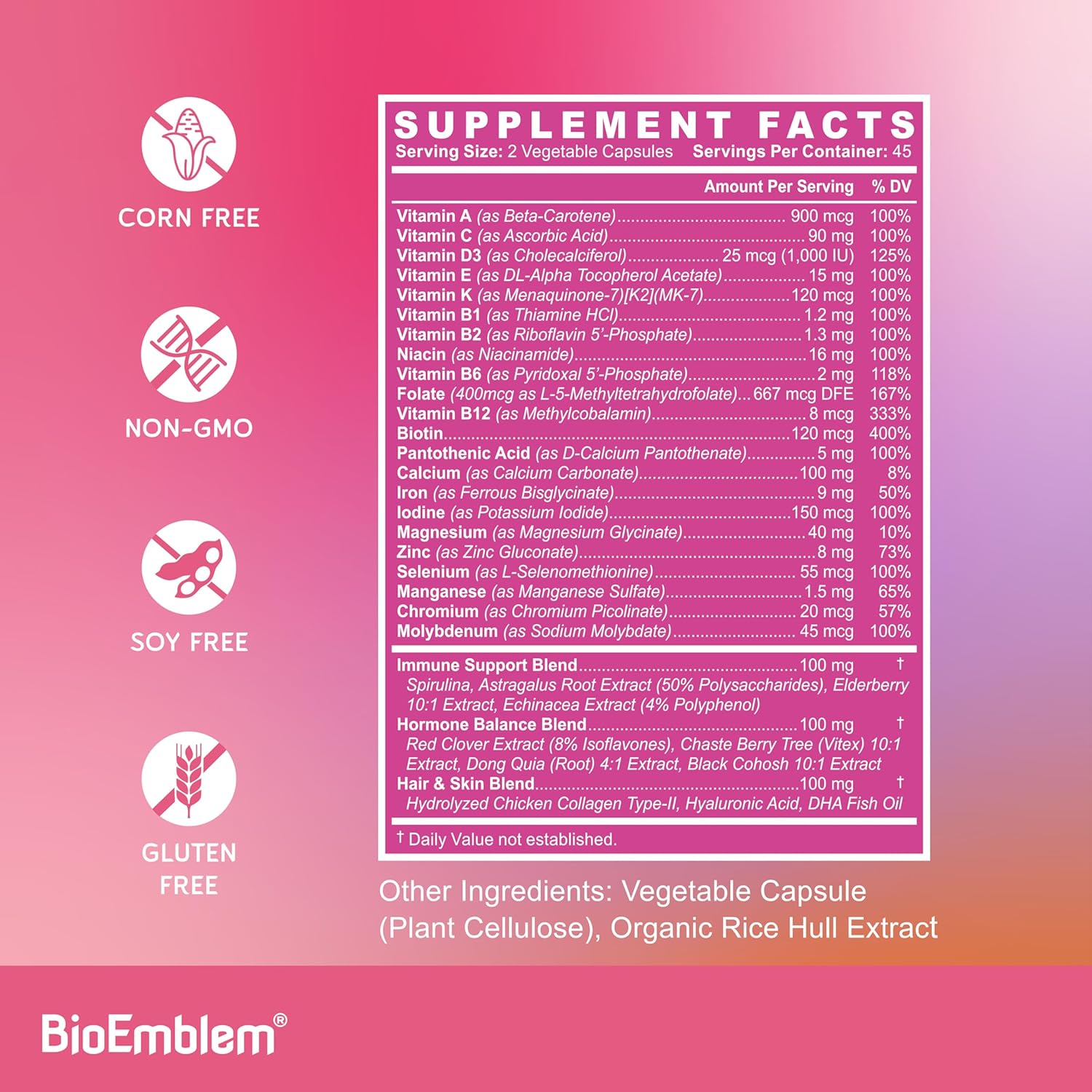 Women's Beauty Probiotics and Multivitamin by BioEmblem