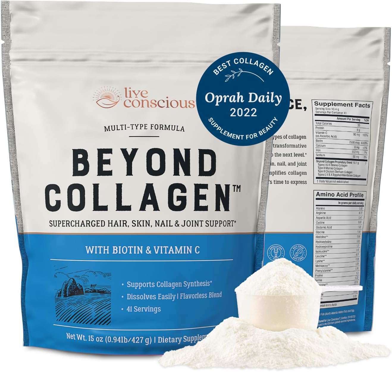 Women's Beyond Collagen Multi Collagen Powder - Types I, II, III, V & X, Keto Friendly with Biotin & Vitamin C - 41 Servings