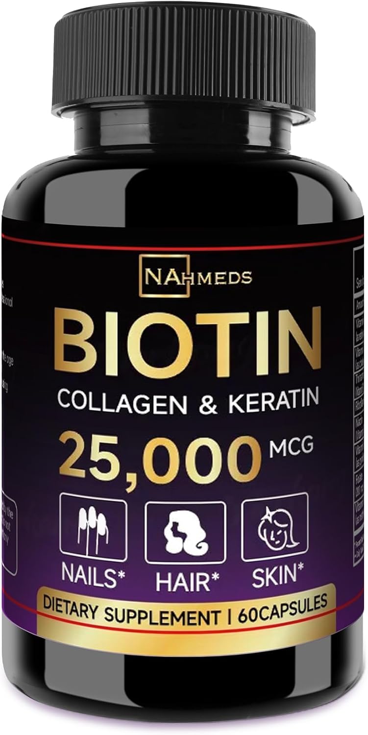 Women's Biotin and Collagen Supplements for Hair Growth and Skin Support - 2500 MCG, 60 Capsules