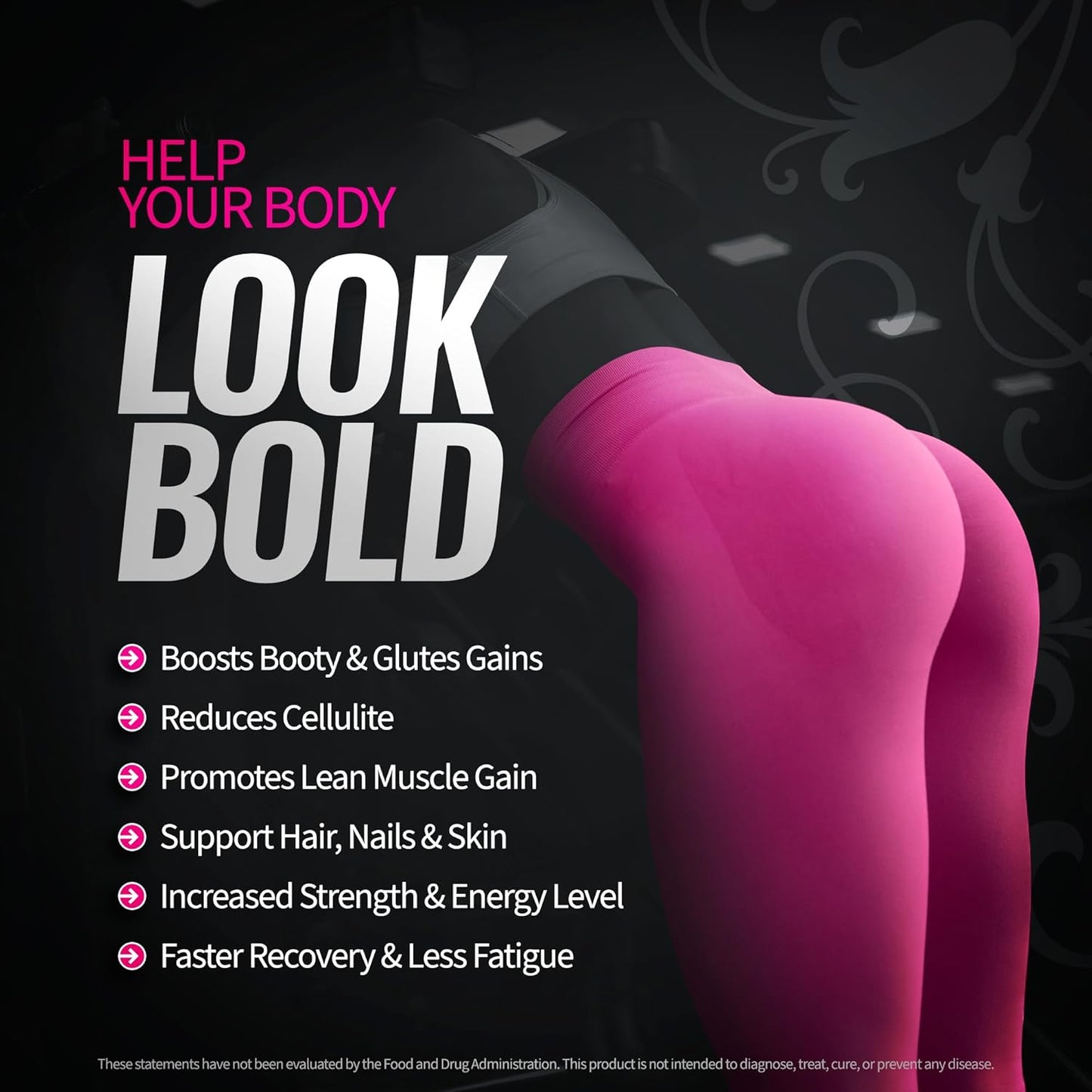 Women's Booty Gain & Cellulite Reduction Creatine Powder Supplement | Bold Buns | Vegan & Made in USA | Bloating-Free | Unflavored - 30 Servings