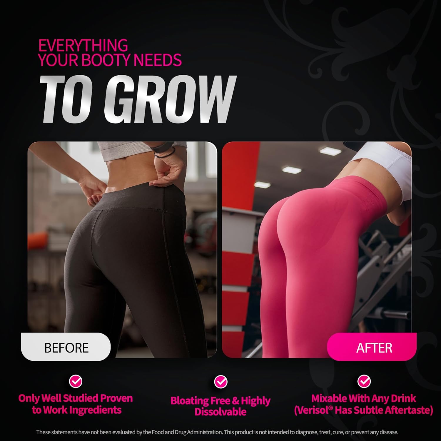 Women's Booty Gain & Cellulite Reduction Creatine Powder Supplement | Bold Buns | Vegan & Made in USA | Bloating-Free | Unflavored - 30 Servings