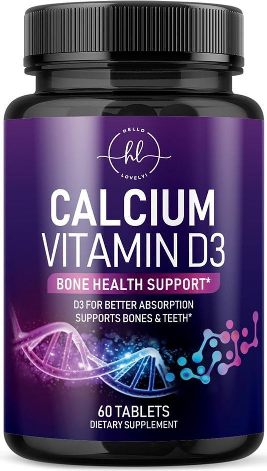 Women's Calcium Supplement with Vitamin D3 for Bone, Teeth, and Immune Support - High Absorbable Premium Calcium Carbonate Tablets - 60 Count