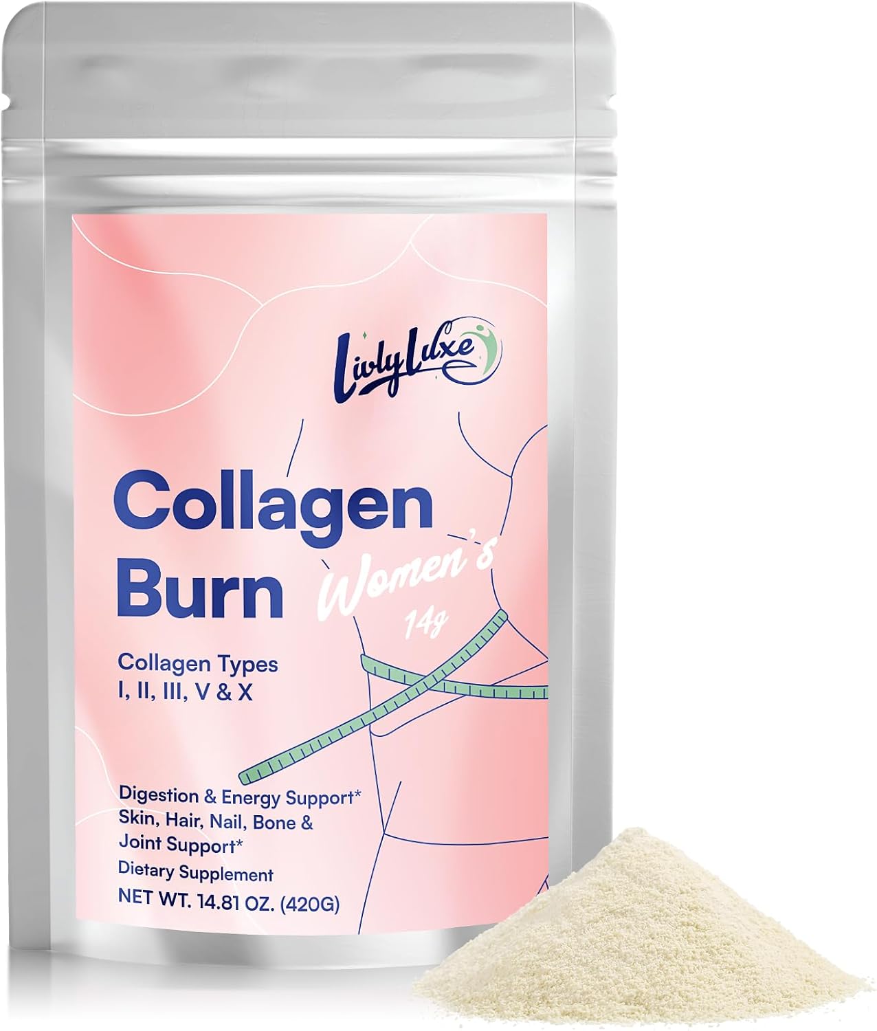 Women's Collagen Burn Powder - Belly Fat Burning & Metabolism Booster Supplement - 420g - LivLyLuxe