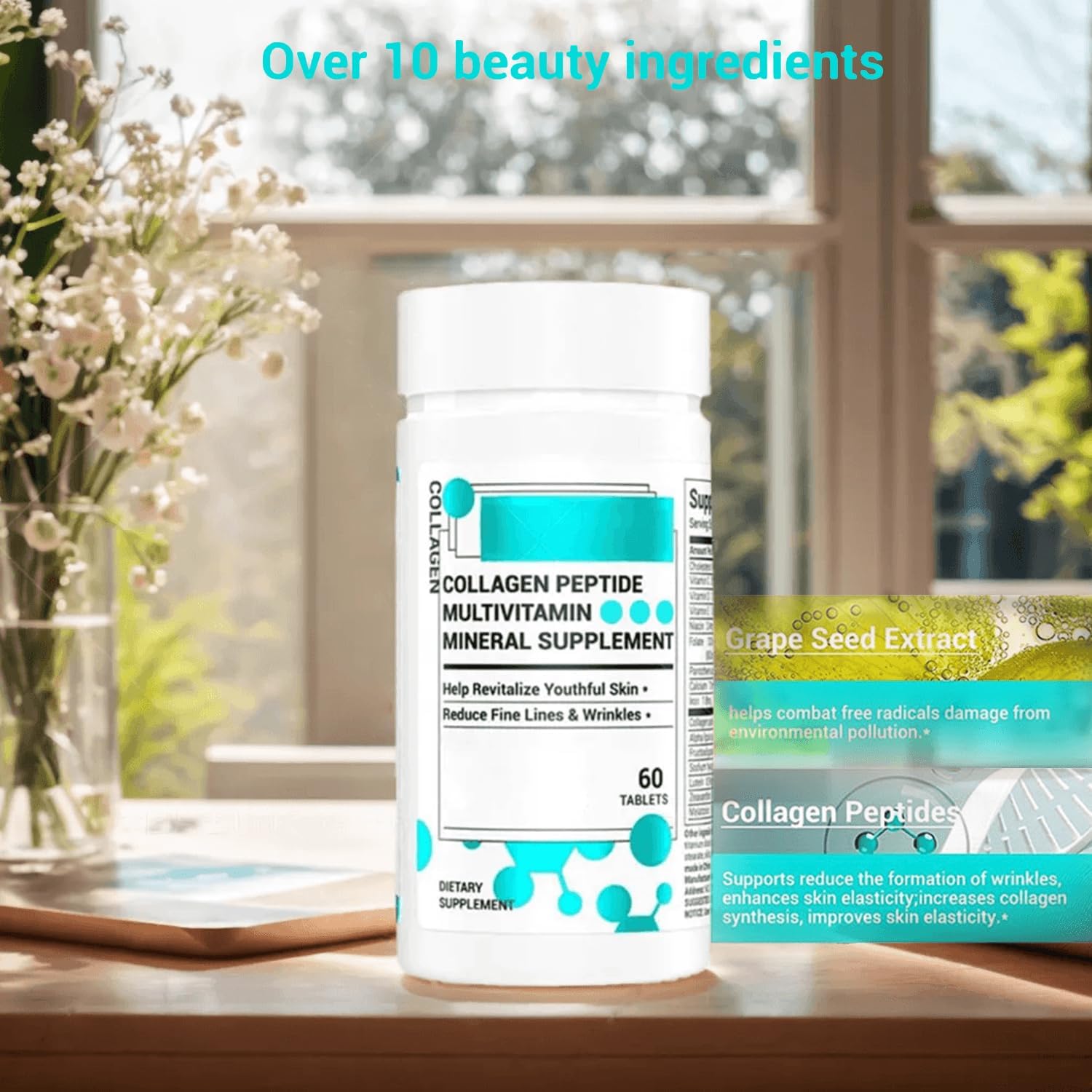 Women's Collagen Peptides Pills with Probiotics and Minerals - Collagen Peptide Supplement Tablets