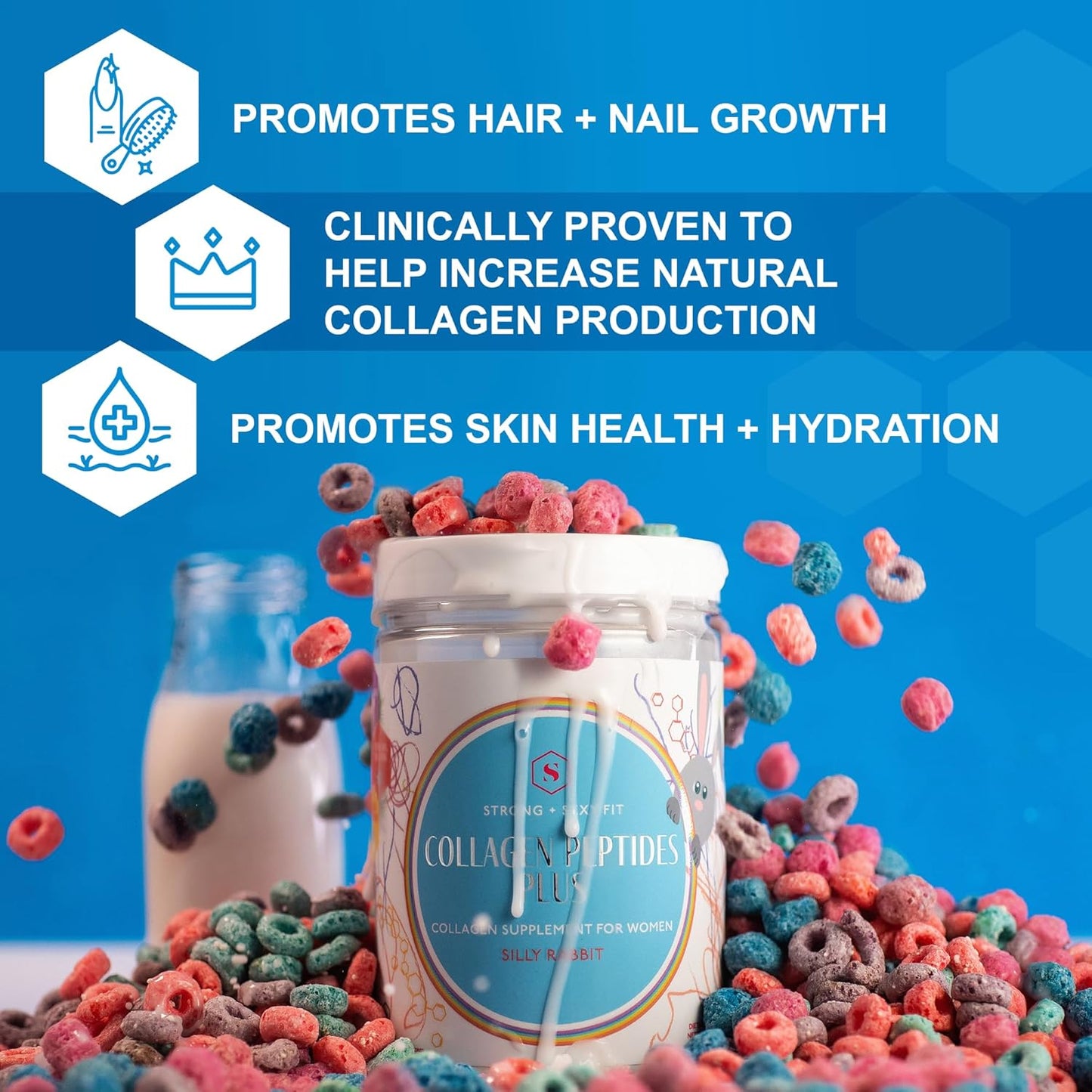 Women's Collagen Peptides Powder with Hyaluronic Acid & Vitamin C for Hair, Skin, Nails & Joints - Grass Fed Bovine, 20-40 Servings