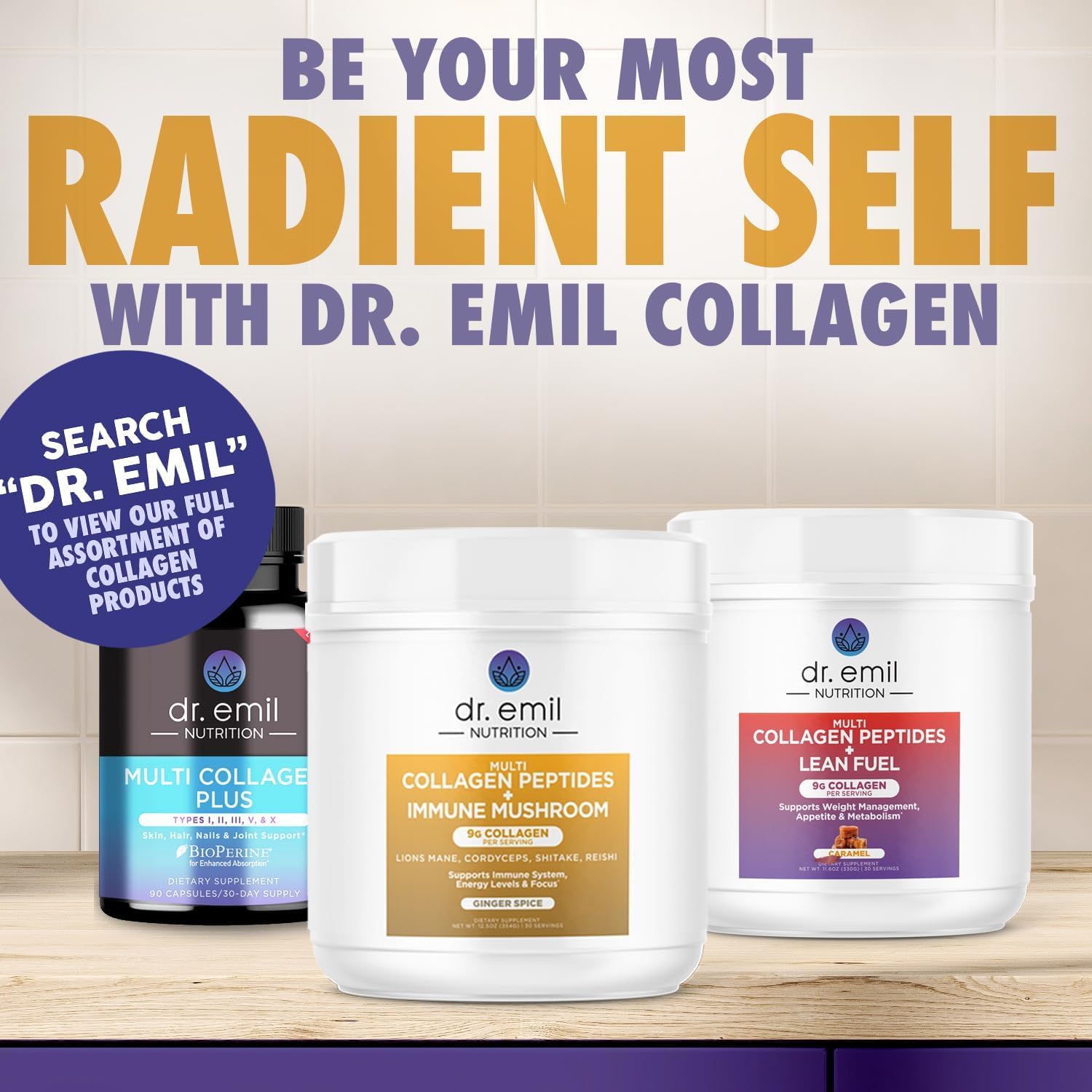 Women's Collagen Peptides Powder with Immune Boosting Mushroom Blend for Hair, Skin & Nails - Dr. Emil Nutrition