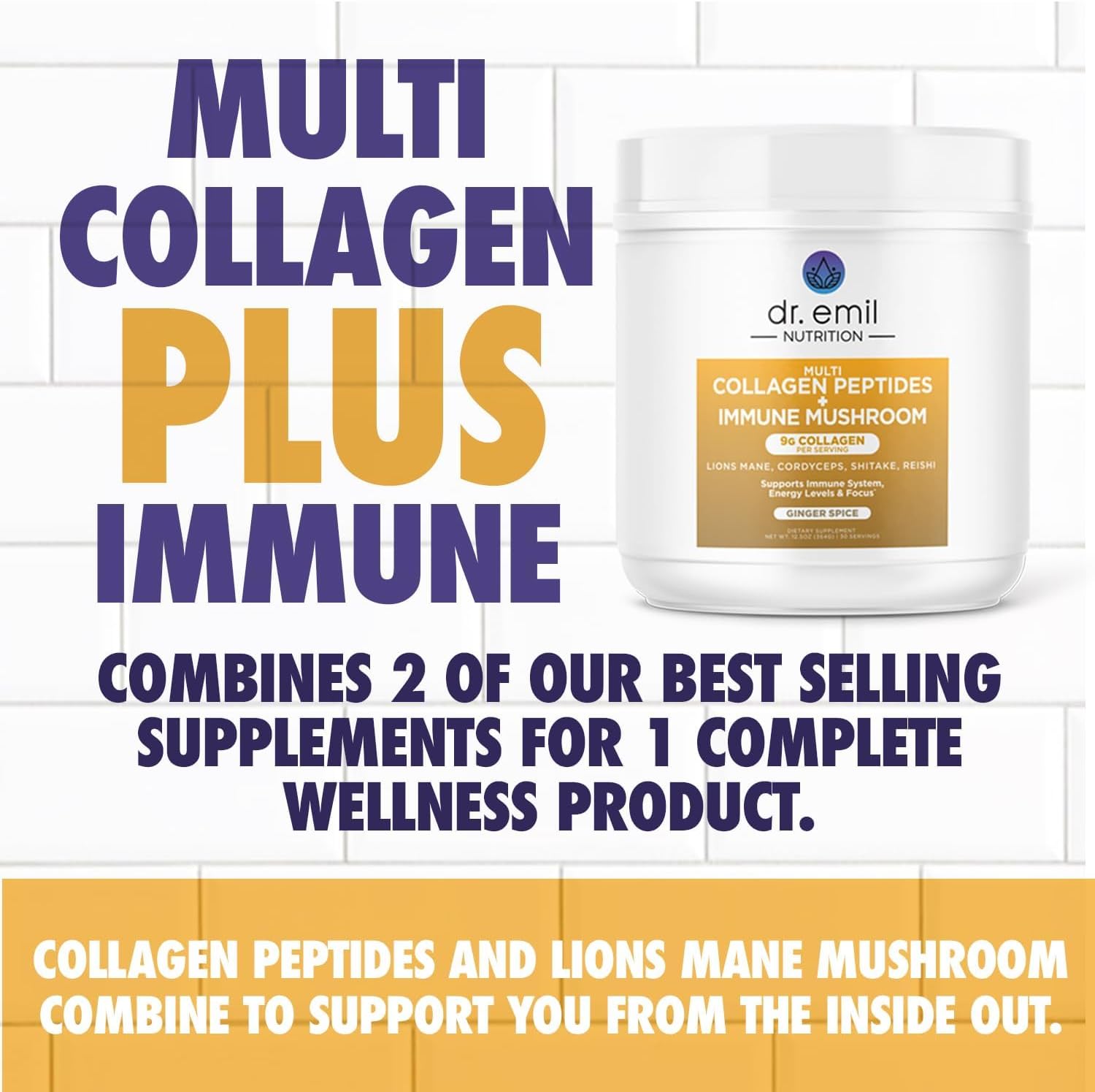Women's Collagen Peptides Powder with Immune Boosting Mushroom Blend for Hair, Skin & Nails - Dr. Emil Nutrition