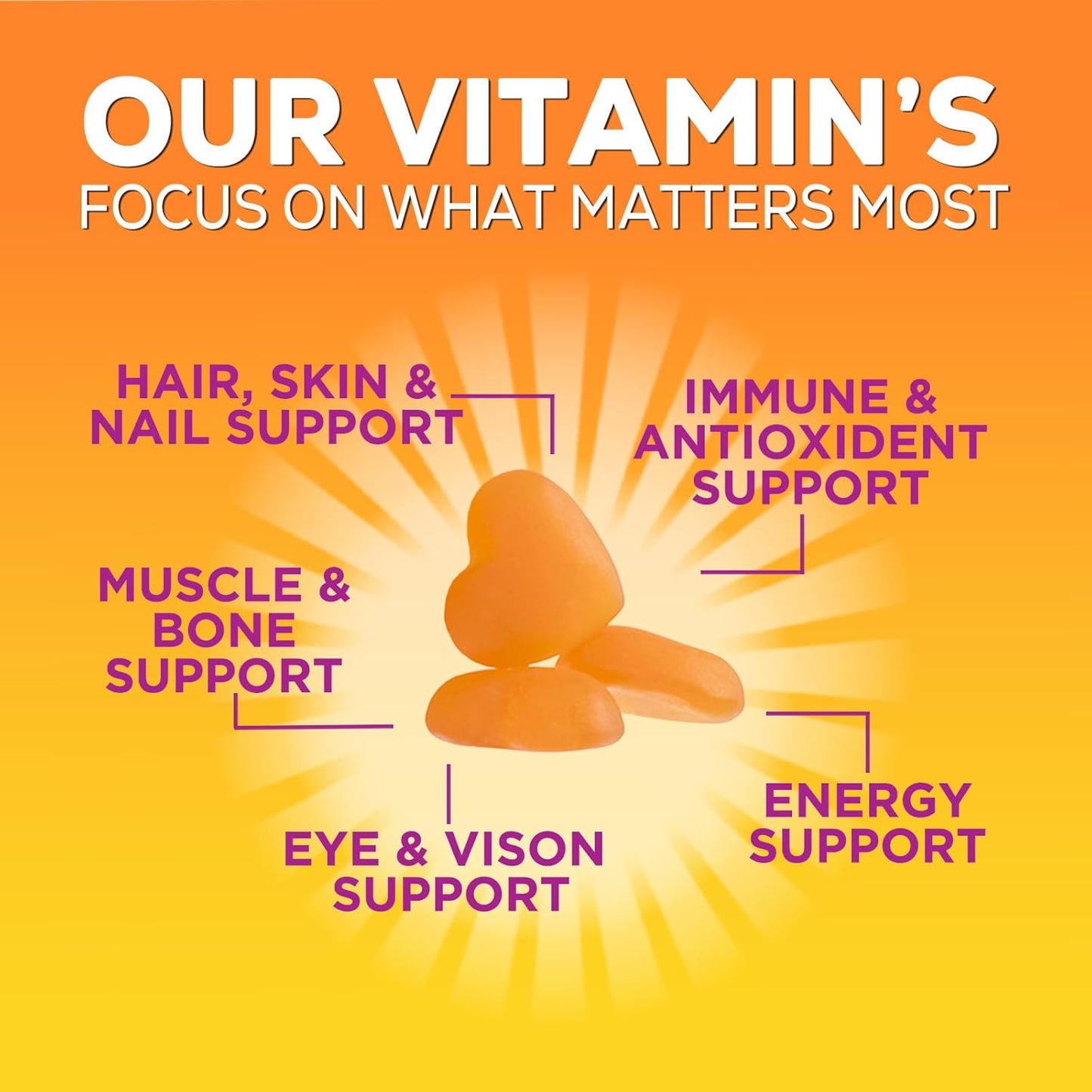 Women's Complete Daily Multivitamin Gummies with Vitamin A, C, D, E, B6, B12, Biotin & Calcium - Immune Health & Energy Support - Peach Flavored - Non-GMO - 60 Count