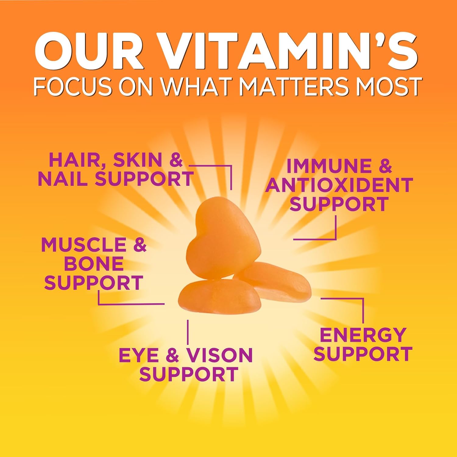 Women's Complete Daily Multivitamin Gummies with Vitamin A, C, D, E, B6, B12, Biotin & Calcium - Immune Health & Energy Support - Peach Flavored - Non-GMO - 60 Count