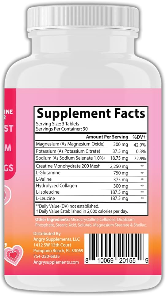 Women's Creatine Complex Tablets with Creatine Monohydrate, Collagen, BCAAs, Glutamine for Energy & Hydration - 90ct x 2 (180ct)
