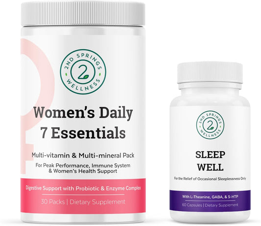 Women's Daily Essentials & Sleep Well Bundle - Complete Multivitamin Pack for Daily Health and Better Sleep