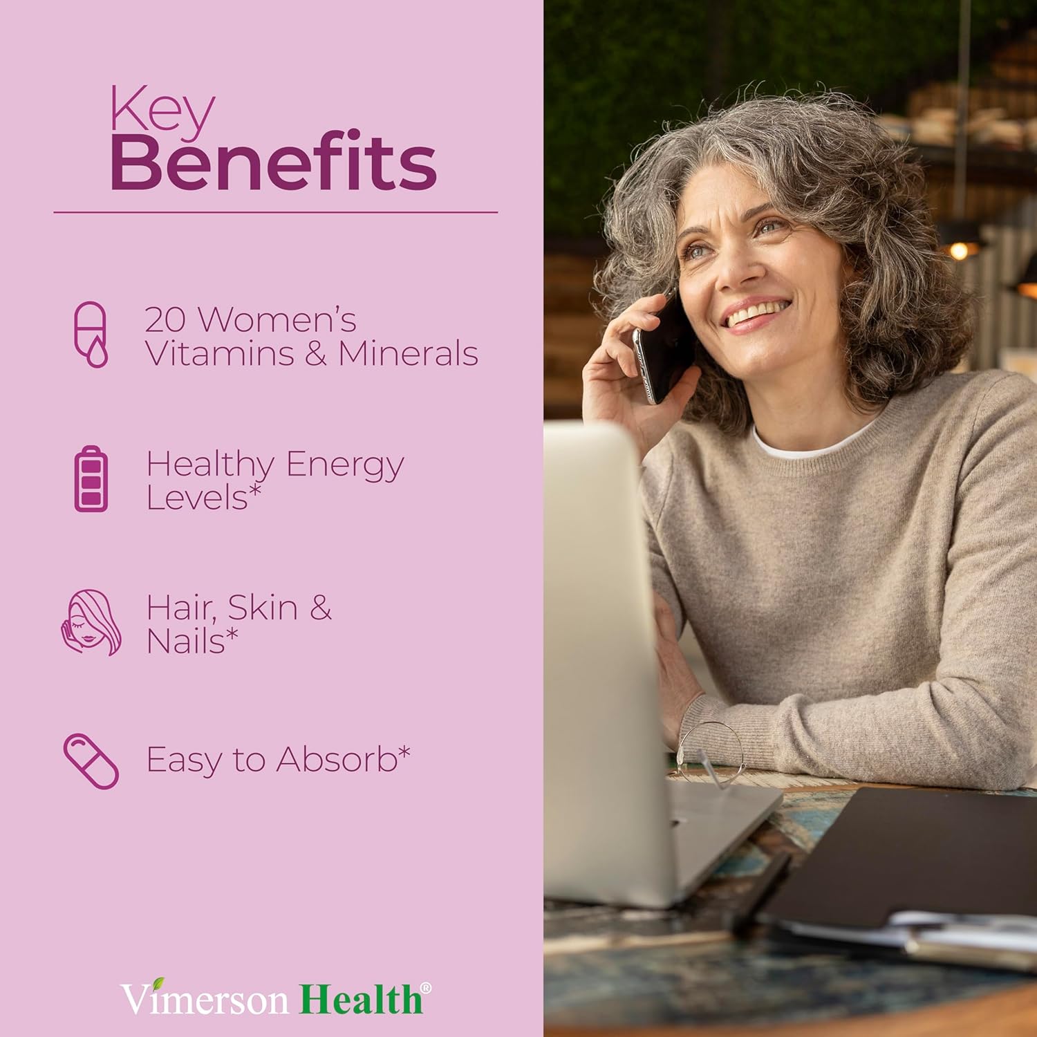 Women's Daily Multivitamin & Multimineral - Vitamins for Energy, Focus, & Health - 60 Liquid Capsules by Vimerson Health